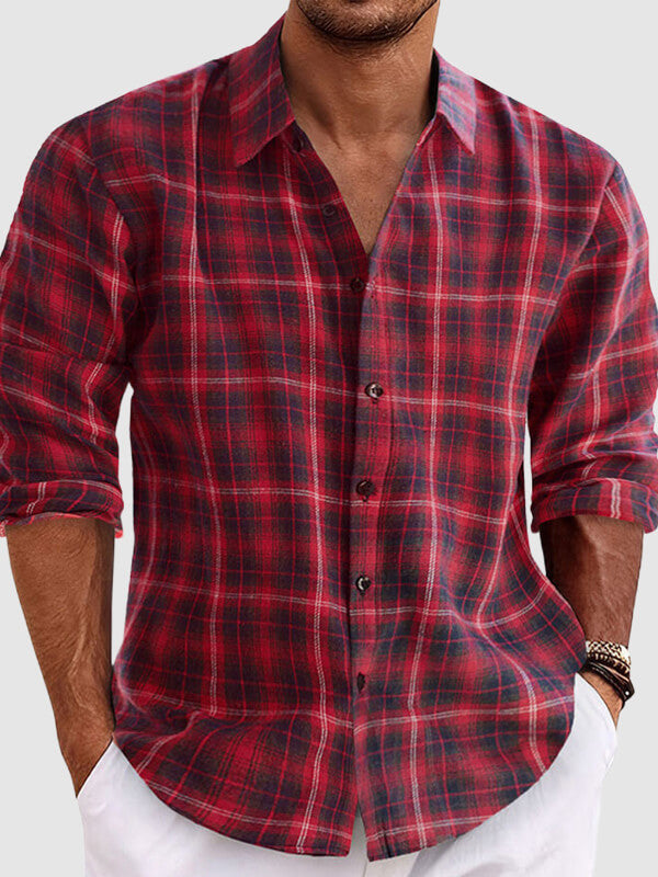 Men's Long Sleeve Shirt Color Block Patchwork