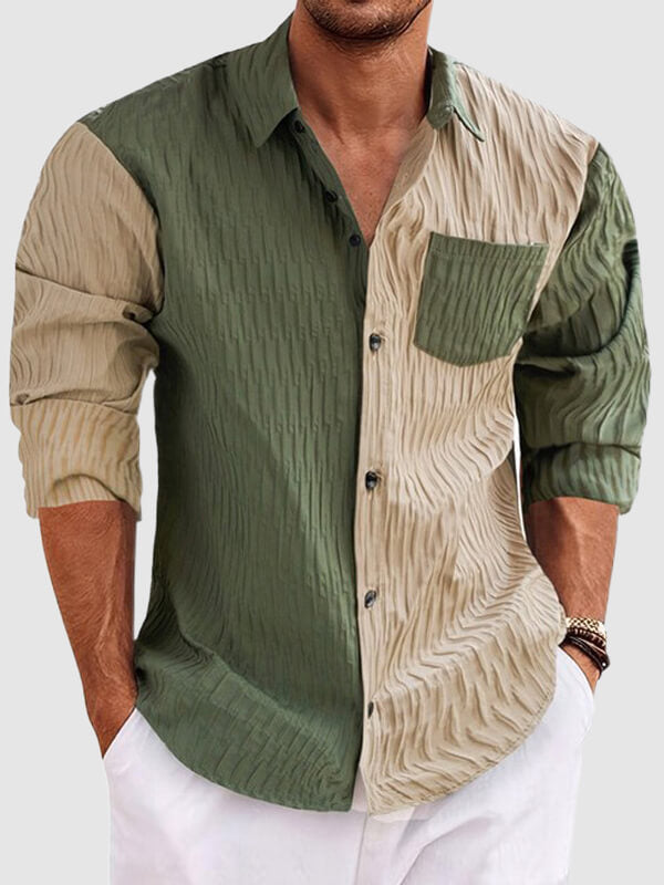 Men's Green Oversized Casual Long Sleeve Shirt