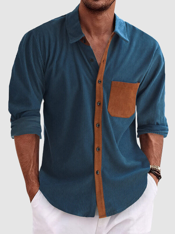 Men's Vintage Blue Long Sleeve Shirt