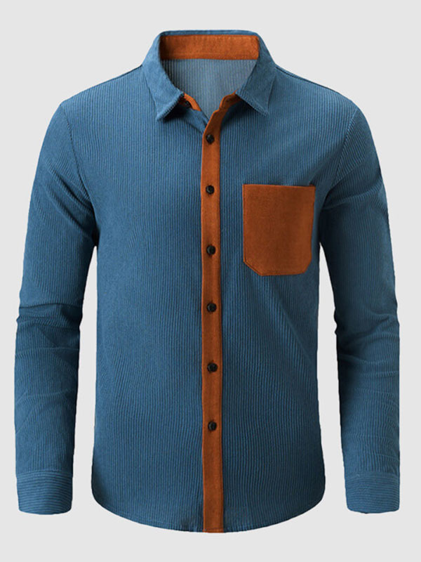 Men's Vintage Blue Long Sleeve Shirt