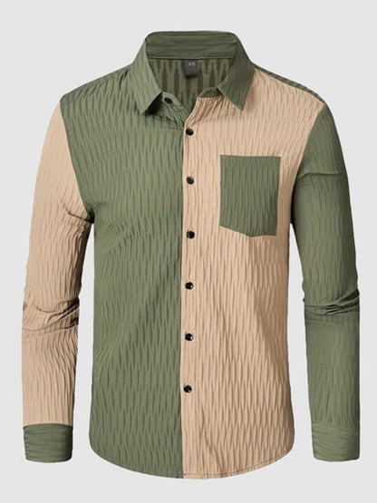 Men's Green Oversized Casual Long Sleeve Shirt