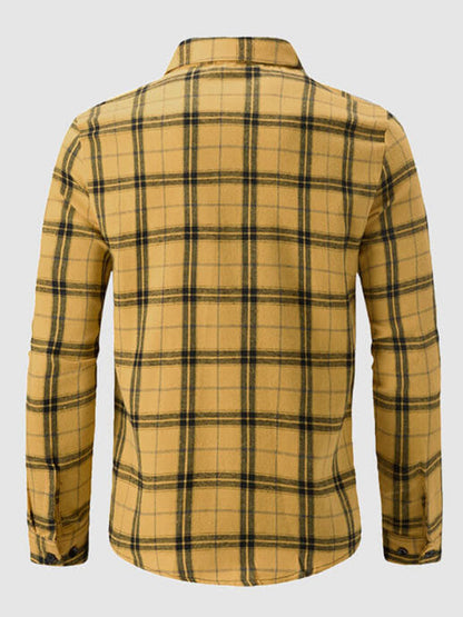 Men's Long Sleeve Shirt Color Block Patchwork