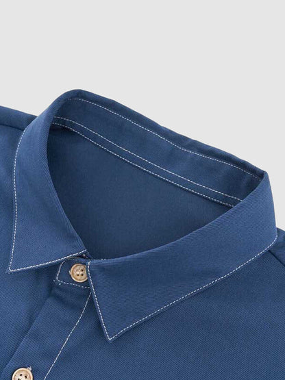 Men's Solid Blue Long Sleeve Shirt