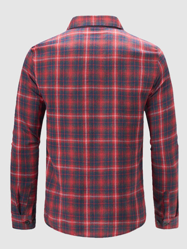 Men's Long Sleeve Shirt Color Block Patchwork