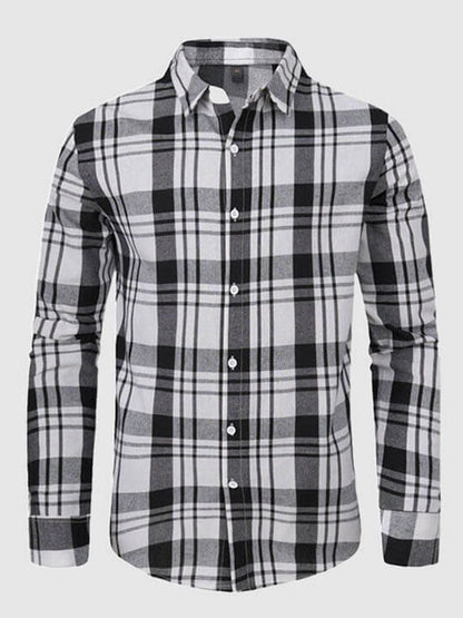 Men's Long Sleeve Shirt Color Block Patchwork