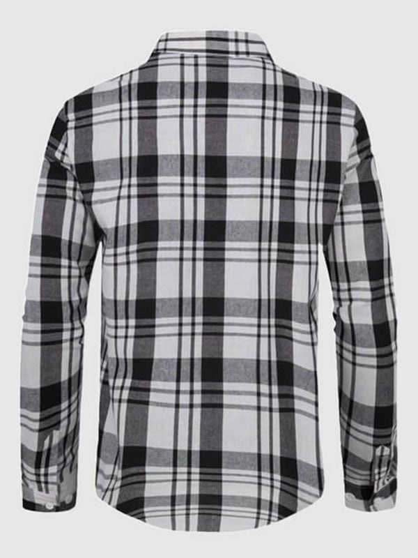 Men's Long Sleeve Shirt Color Block Patchwork