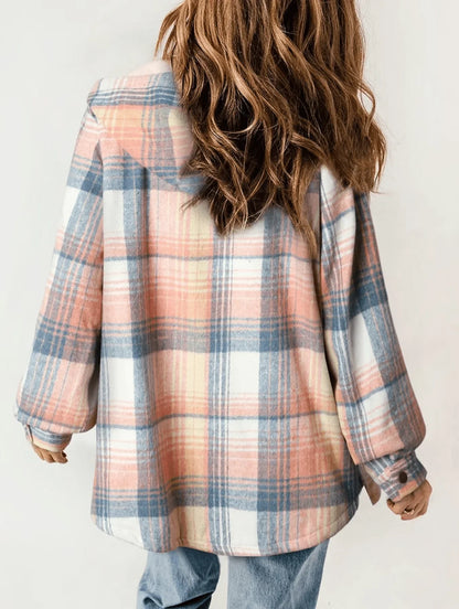 MONA Plaid Hooded Fleece Coat