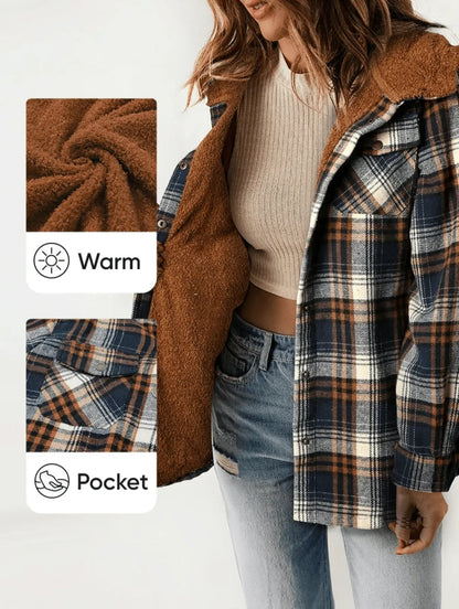 MONA Plaid Hooded Fleece Coat