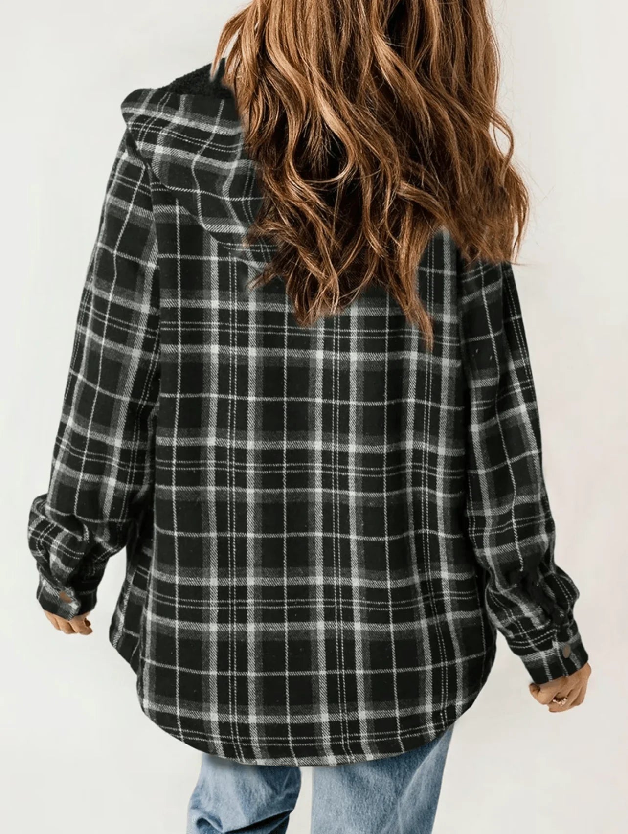 MONA Plaid Hooded Fleece Coat