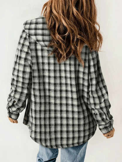 MONA Plaid Hooded Fleece Coat