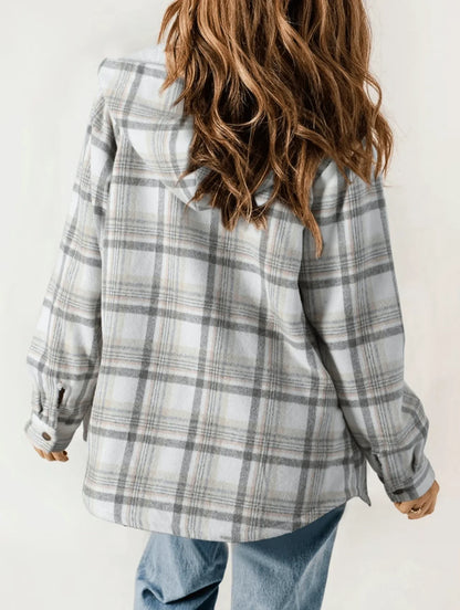 MONA Plaid Hooded Fleece Coat