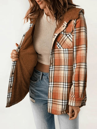 MONA Plaid Hooded Fleece Coat