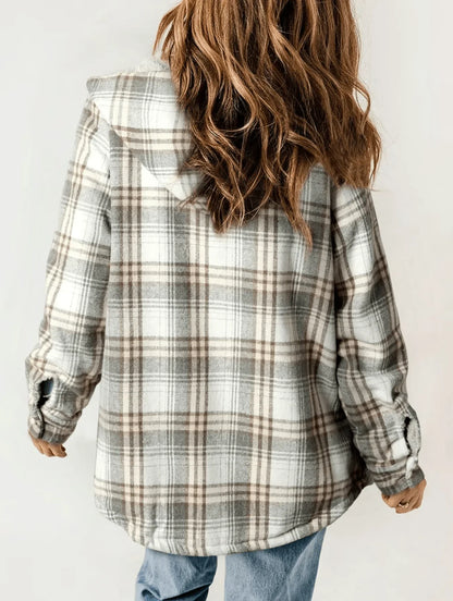 MONA Plaid Hooded Fleece Coat