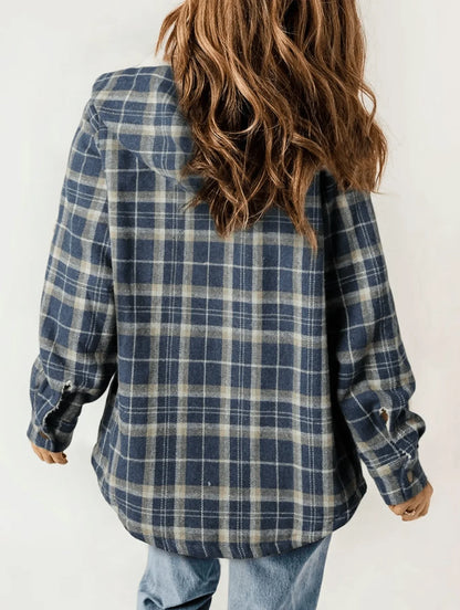 MONA Plaid Hooded Fleece Coat